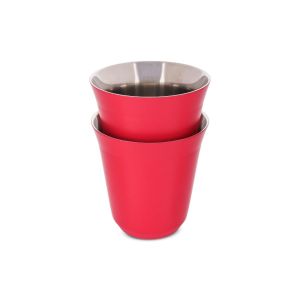 Espresso Stainless Steel Cup 2 PCS 170 ml Red